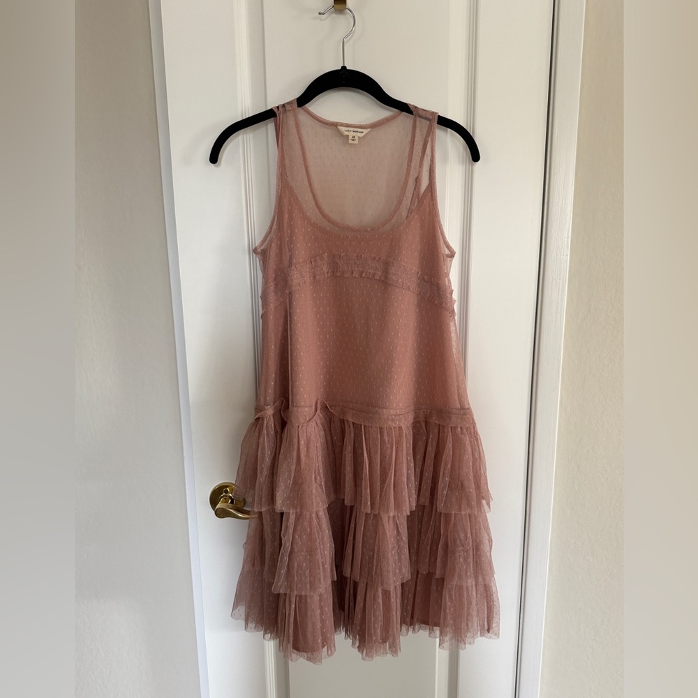 Lucky Brand Sleeveless Mini Ruffle Dress in Dusty Pink